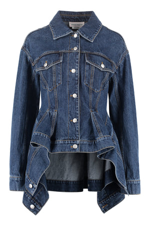 Denim peplum jacket-0